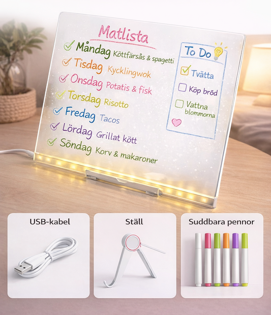 LED-akryl ritbräda med suddfunktion