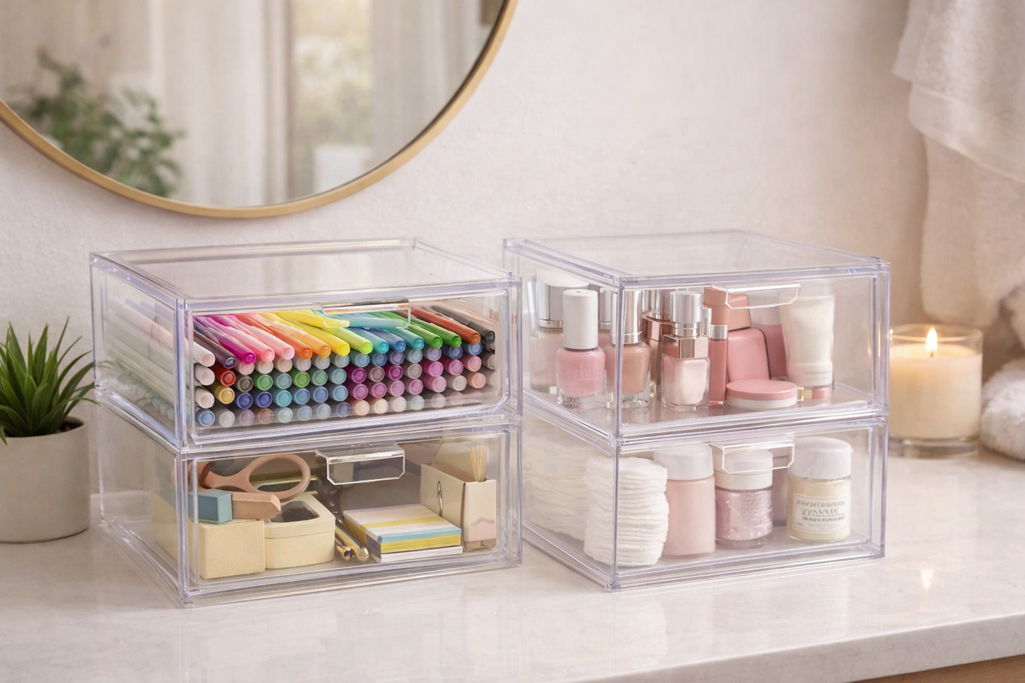 Staplingsbara genomskinliga plastlådor