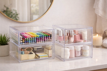 Staplingsbara genomskinliga plastlådor