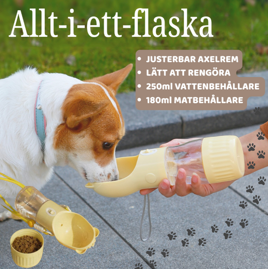 Vattenflaska med matbehållare