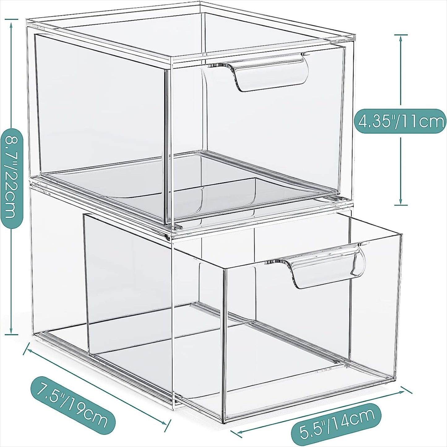 Staplingsbara genomskinliga plastlådor